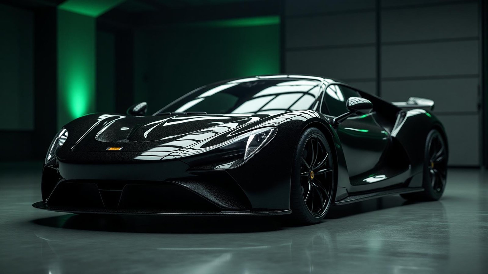 Auto deportivo de lujo en estudio oscuro